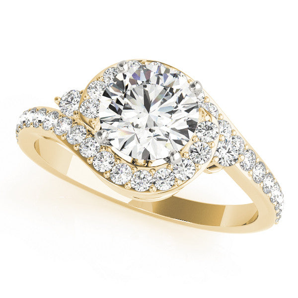 14K Yellow Gold Round Brilliant Diamond Bypass Engagement Ring With Pave Accents (1.38ctw)