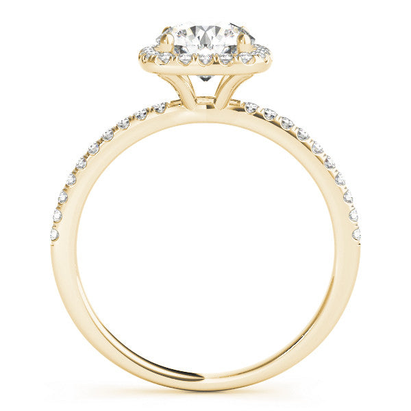 14K Yellow Gold Lab-Grown Round Brilliant Diamond In A Cushion Halo Engagement Ring - Options Available