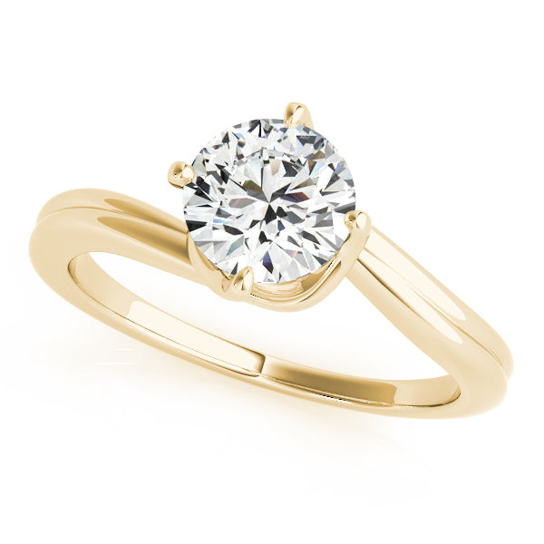 14K Yellow Gold Round Brilliant Diamond Freeform Solitaire Engagement Ring (1ct) 