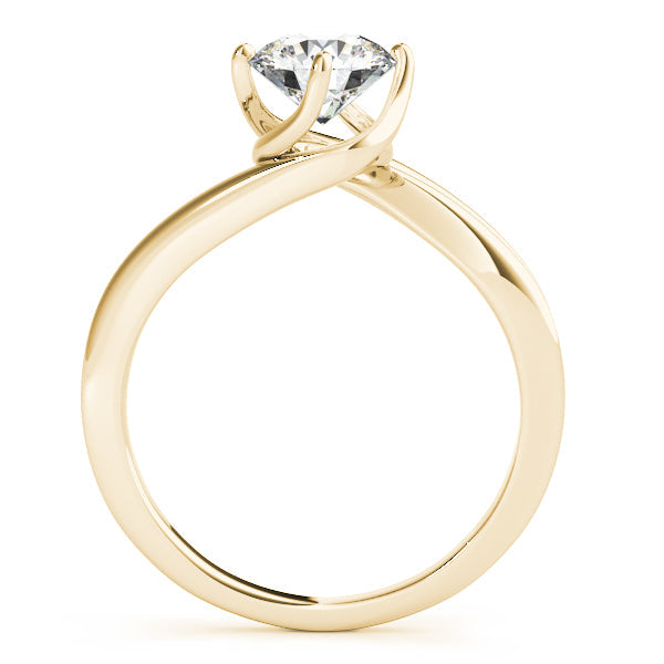 14K Yellow Gold Round Brilliant Diamond Freeform Solitaire Engagement Ring (1ct) 