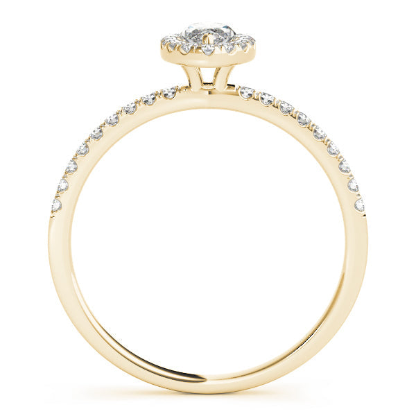 14K Yellow Gold Marquise Diamond Halo Engagement Ring With Pave Shank (1.20ctw) 