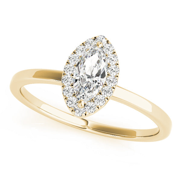 14K Yellow Gold Marquise Diamond Halo Engagement Ring (1.12ctw) 