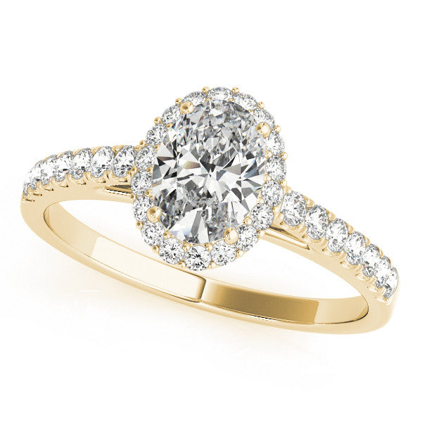 14K Yellow Gold Lab-Grown Oval Diamond Halo Engagement Ring - Options Available