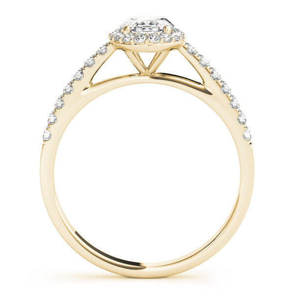 14K Yellow Gold Lab-Grown Oval Diamond Halo Engagement Ring - Options Available