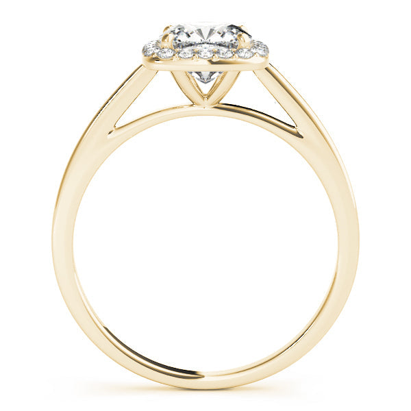 14K Yellow Gold Round Brilliant Diamond With Cushion Halo Engagement Ring (1.15ctw) 