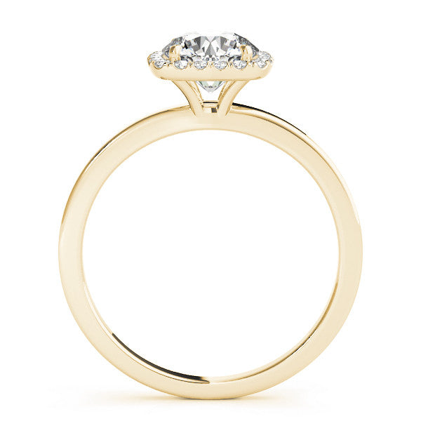 14K Yellow Gold Lab-Grown Round Brilliant Cushion Halo Engagement Ring - Options Available