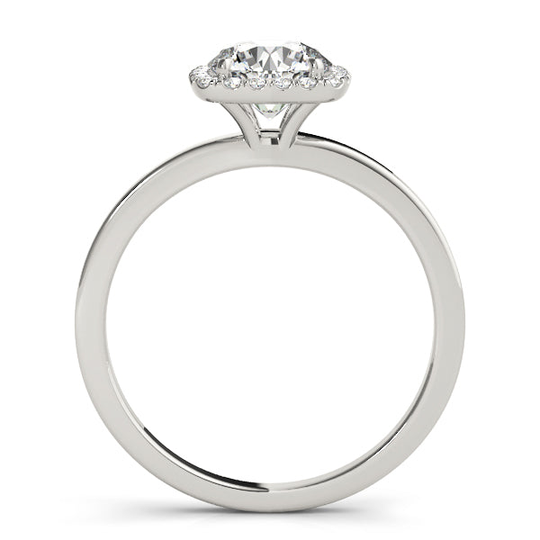 14K White Gold Round Brilliant Diamond In Cushion Halo Engagement Ring (1.12ctw) 