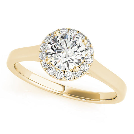 14K Yellow Gold Round Brilliant Diamond Halo Engagement Ring (1.10ctw) 