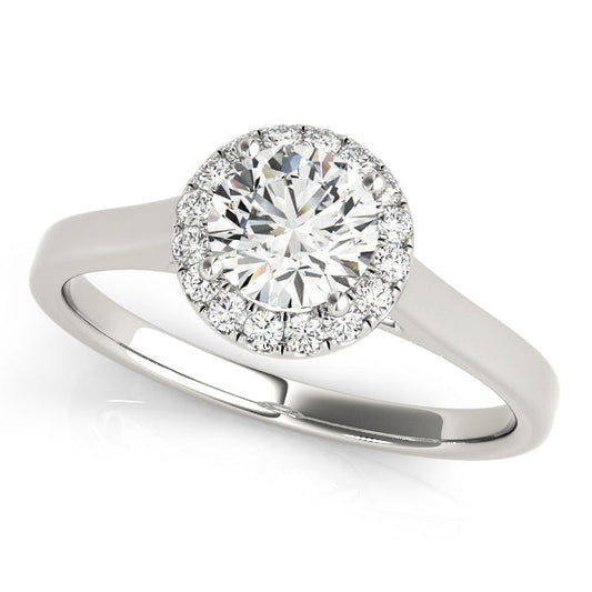 14K White Gold Round Brilliant Diamond Halo Engagement Ring (1.10ctw)