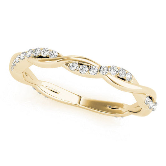 14K Yellow Gold Round Brilliant Diamond Pave Twisted Wedding Ring (.20ctw) 