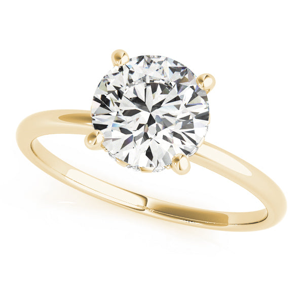 14K Yellow Gold Round Brilliant Hidden Halo With Peek-a-boo Diamonds Engagement RIng (1.10ctw) 