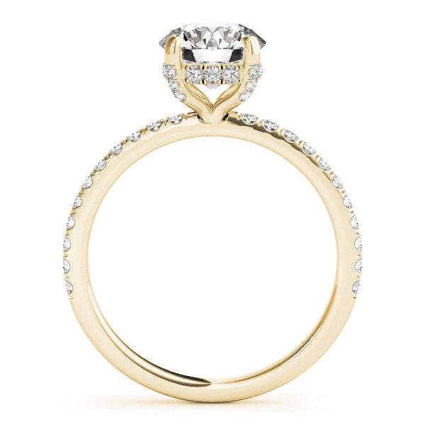 14K Yellow Gold Lab-Grown Round Brilliant Diamond Engagement Ring With Pave Accents And Hidden Halo - Options Available