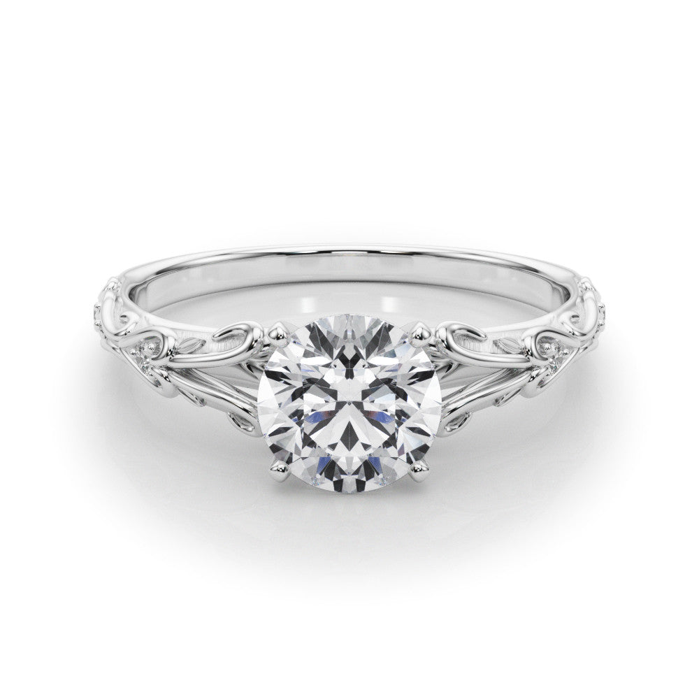 14K White Gold Round Brilliant Diamond Vintage Inspired Engagement Ring (1.05ctw) 