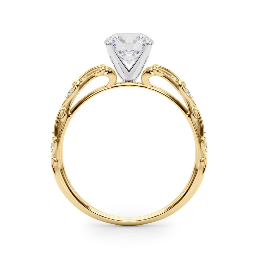 14K Yellow Gold Round Brilliant Diamond Vintage Inspired Engagement Ring (1.05ctw) 