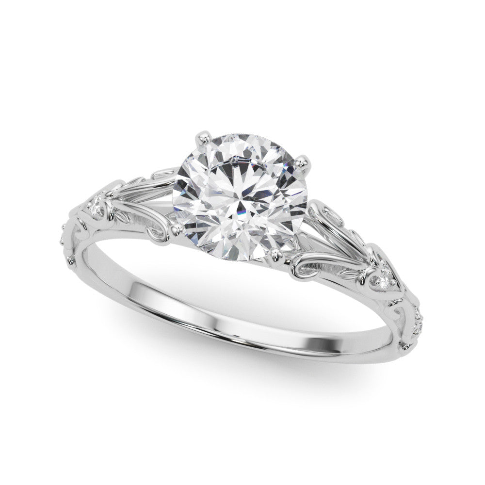 14K White Gold Round Brilliant Diamond Vintage Inspired Engagement Ring (1.05ctw) 