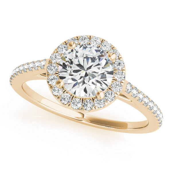 14K Yellow Gold Lab-Grown Round Brilliant Diamond Halo Engagement Ring 