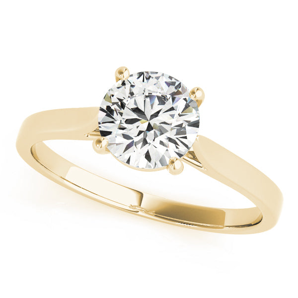 14K Yellow Gold Round Brilliant Diamond Cathedral Solitaire Engagement Ring (1ct)