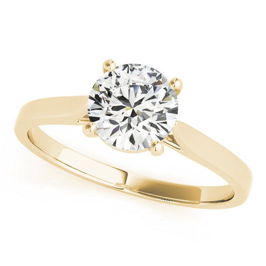 14K Yellow Gold Round Brilliant Diamond Cathedral Solitaire Engagement Ring (1ct)