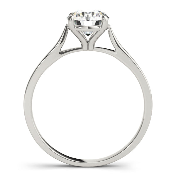 14K White Gold Round Brilliant Diamond Cathedral Solitaire Engagement Ring (1ct) 