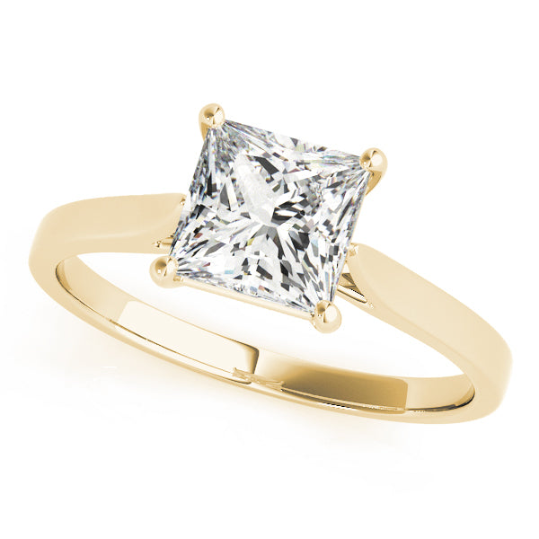 14K Yellow Gold Princess Cut Diamond Basket Set Cathedral Style Solitaire (1ct) 