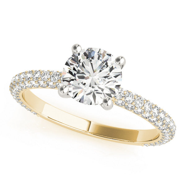 14K Yellow Gold Lab-Grown Round Brilliant Diamond Engagement Ring With Three Sided Micropave