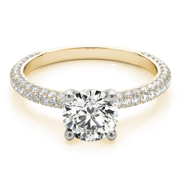 14K Yellow Gold Lab-Grown Round Brilliant Diamond Engagement Ring With Three Sided Micropave