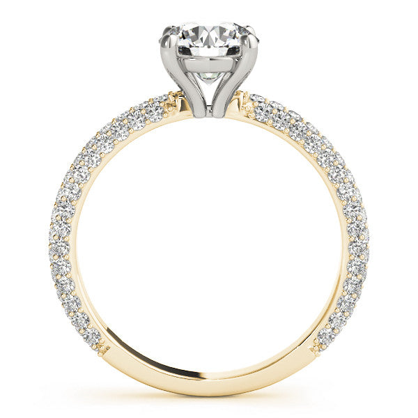 14K Yellow Gold Lab-Grown Round Brilliant Diamond Engagement Ring With Three Sided Micropave