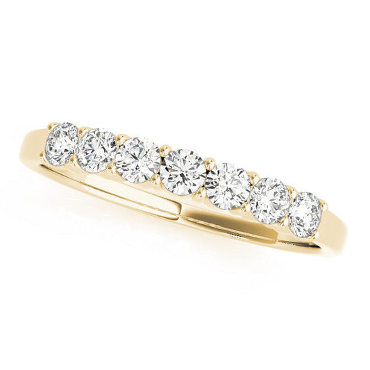 14K Yellow Gold Round Brilliant Diamond 7 Stone Wedding Ring (.06ctw)