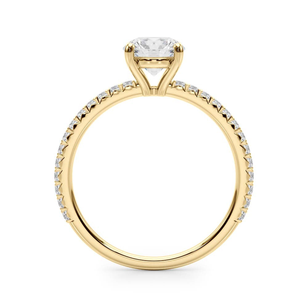 14K Yellow Gold Round Brilliant Diamond Engagement Ring With Pave Accent Diamonds (1.25ctw) 