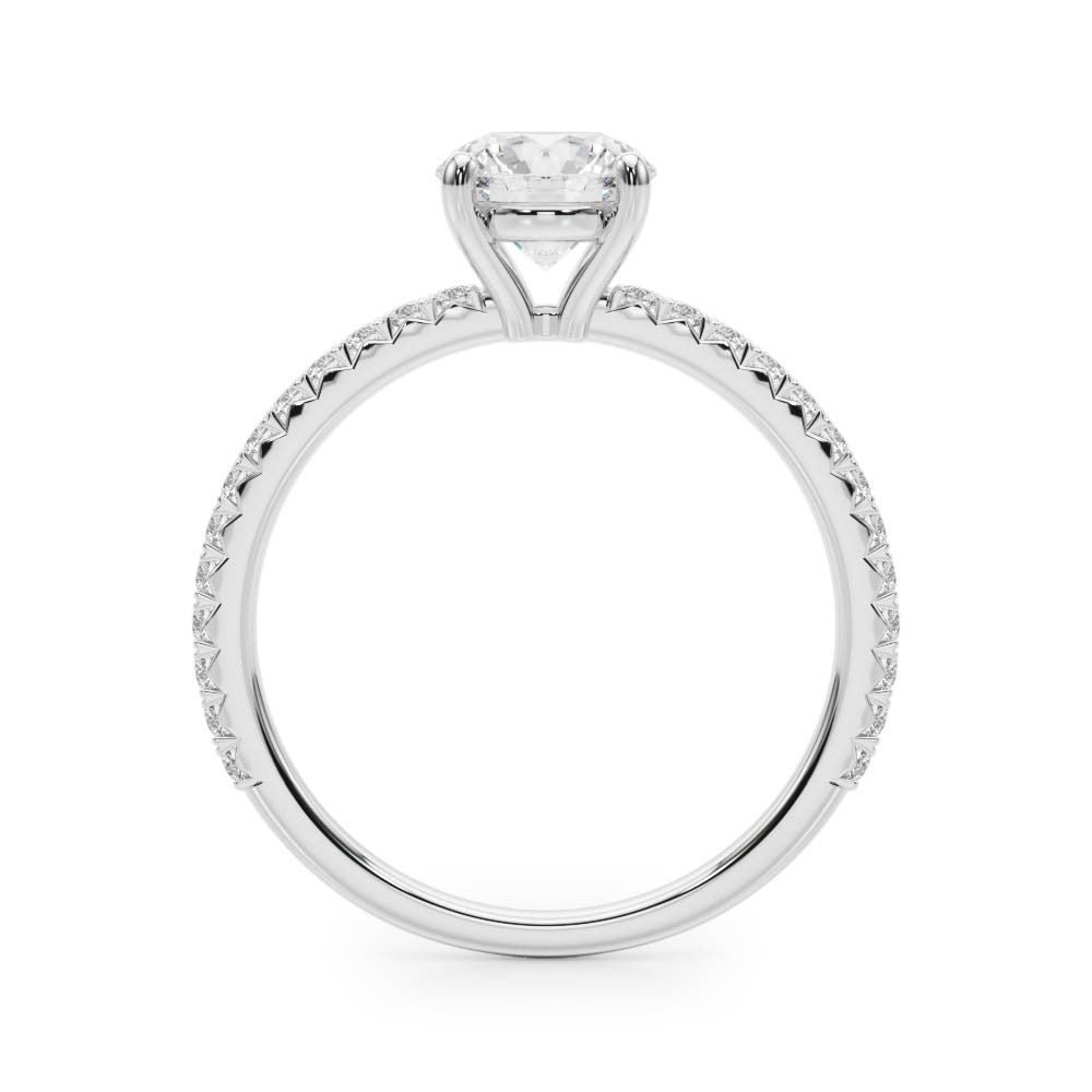 14K White Gold Round Brilliant Diamond Engagement Ring With Pave Accent Diamonds (1.25ctw) 