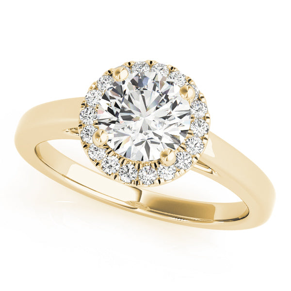 14K Yellow Gold Round Brilliant Diamond Halo Engagement Ring (1.10ctw) 