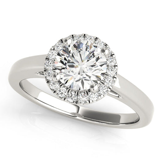 14K White Gold Round Brilliant Diamond Halo Engagement Ring (1.10ctw) 