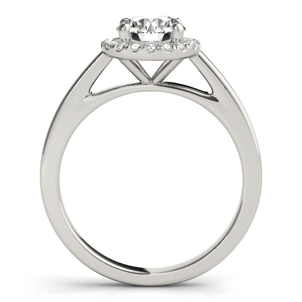 14K White Gold Round Brilliant Diamond Halo Engagement Ring (1.10ctw) 