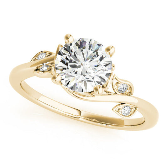 14K Yellow Gold Lab-Grown Round Brilliant Diamond Vine Inspired Engagement Ring - Options Available