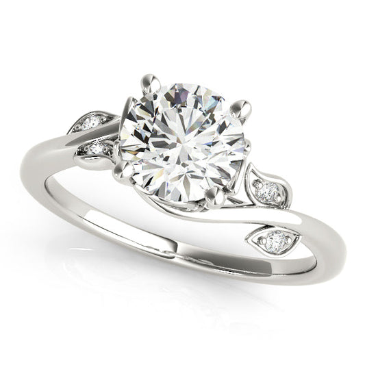 14K White Gold Round Brilliant Diamond Vine Inspired Engagement Ring (1.05ctw) 