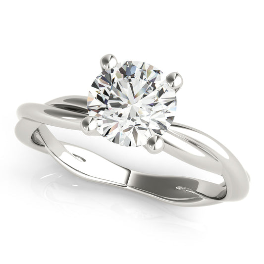 14K White Gold Round Brilliant Diamond Twisted Shank Engagement Ring (1ct)