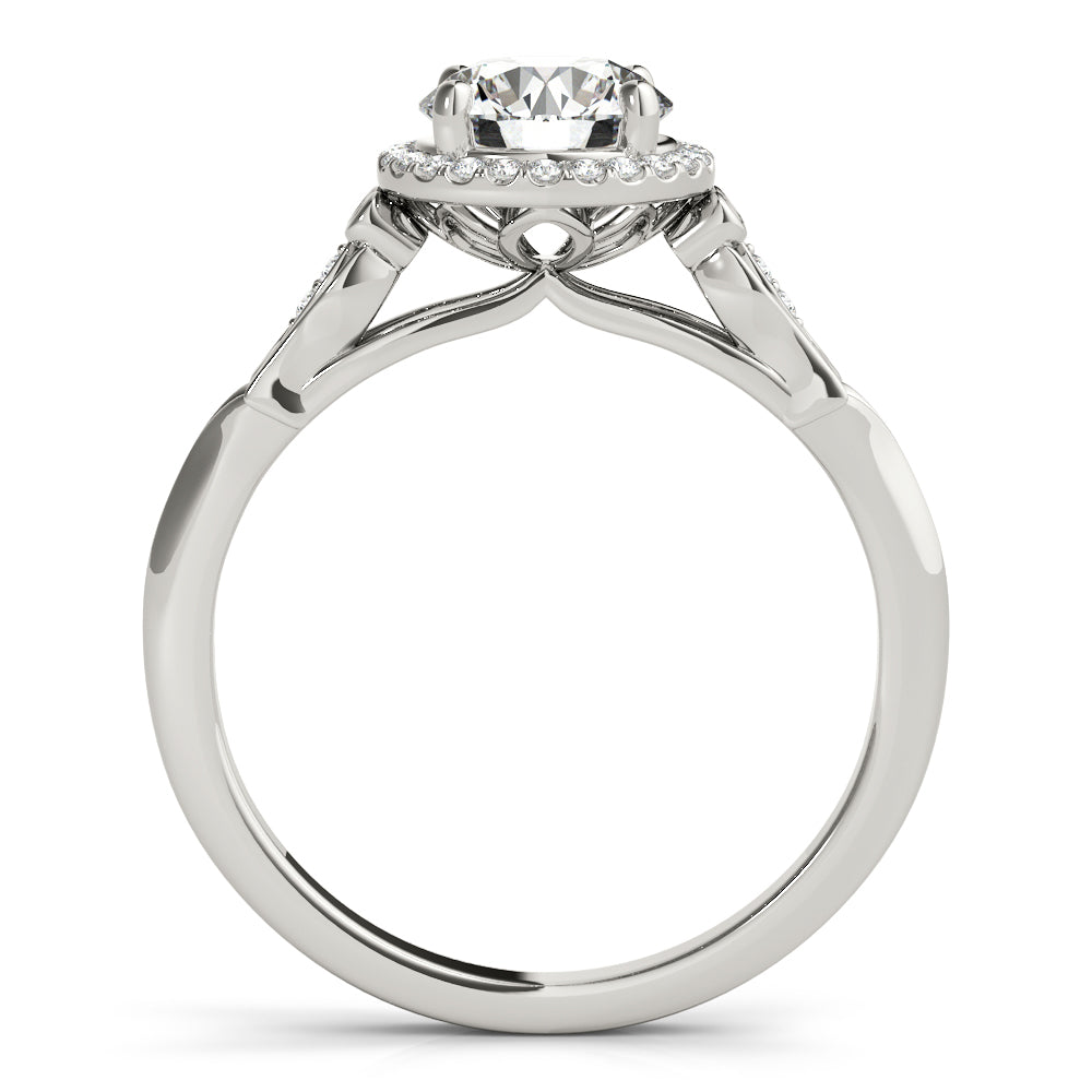 14K White Gold Round Brilliant Diamond Halo Vintage Inspired Engagement Ring (1.10ctw) 