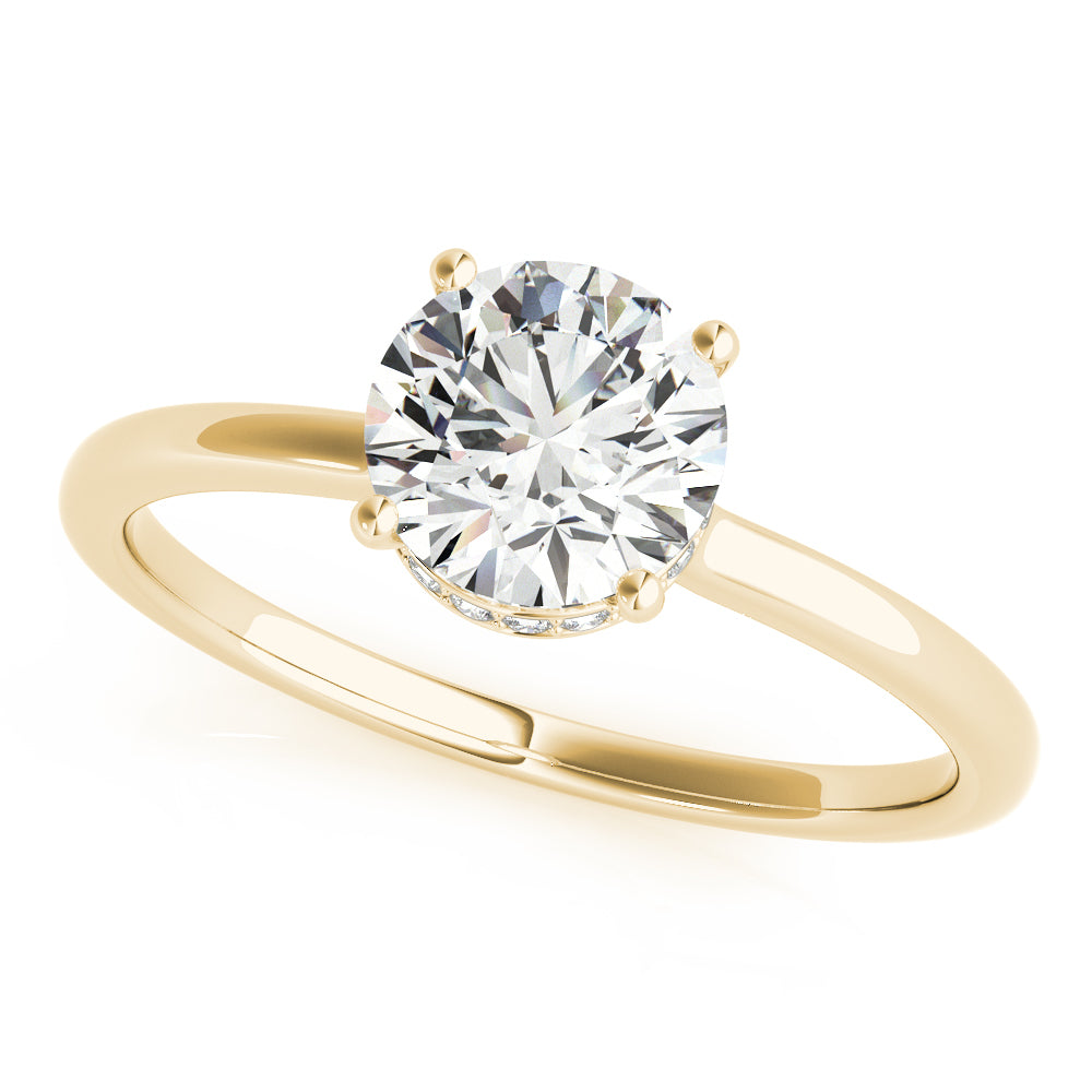 14K Yellow Gold Round Brilliant Hidden Halo Open Gallery Diamond Engagement Ring (1.10ctw) 