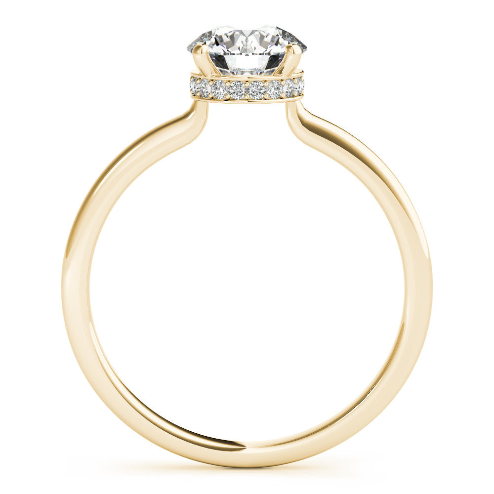 14K Yellow Gold Round Brilliant Hidden Halo Open Gallery Diamond Engagement Ring (1.10ctw) '