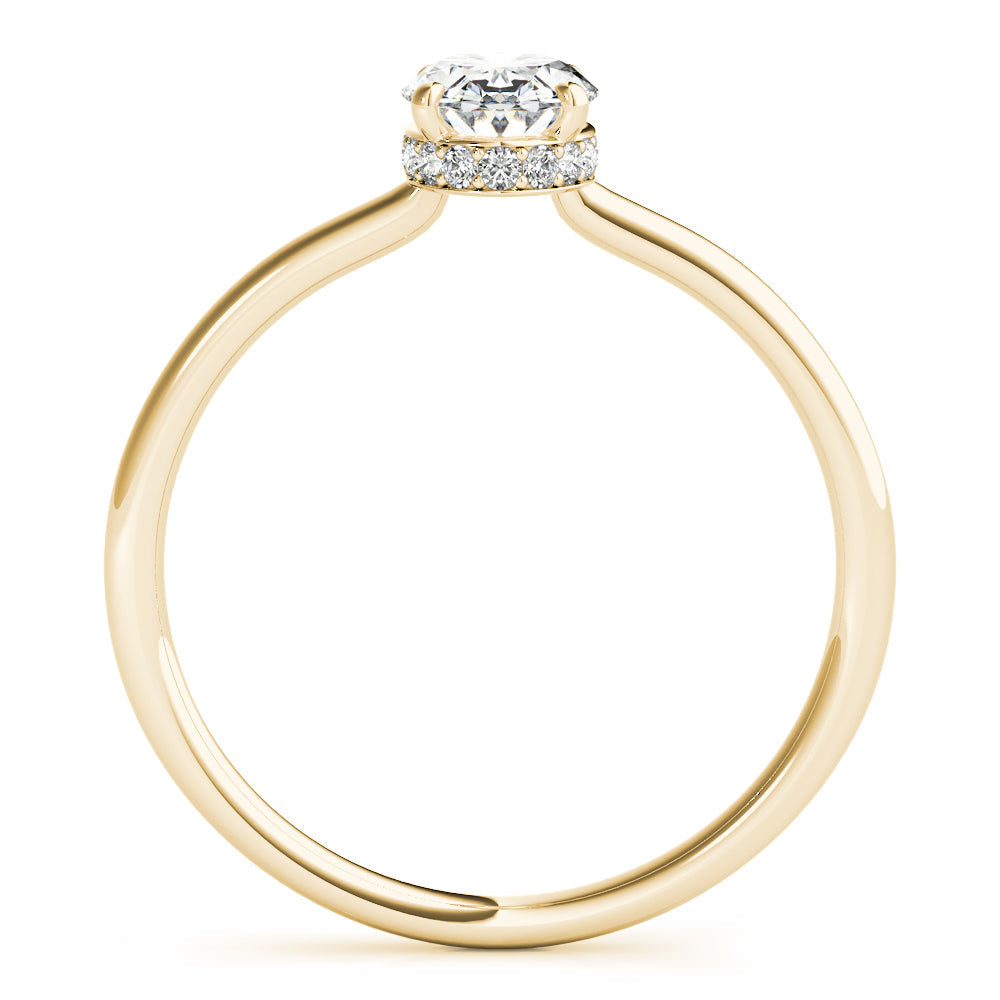 14K Yellow Gold Oval Hidden Halo Open Gallery Diamond Engagement Ring (1.12ctw) 