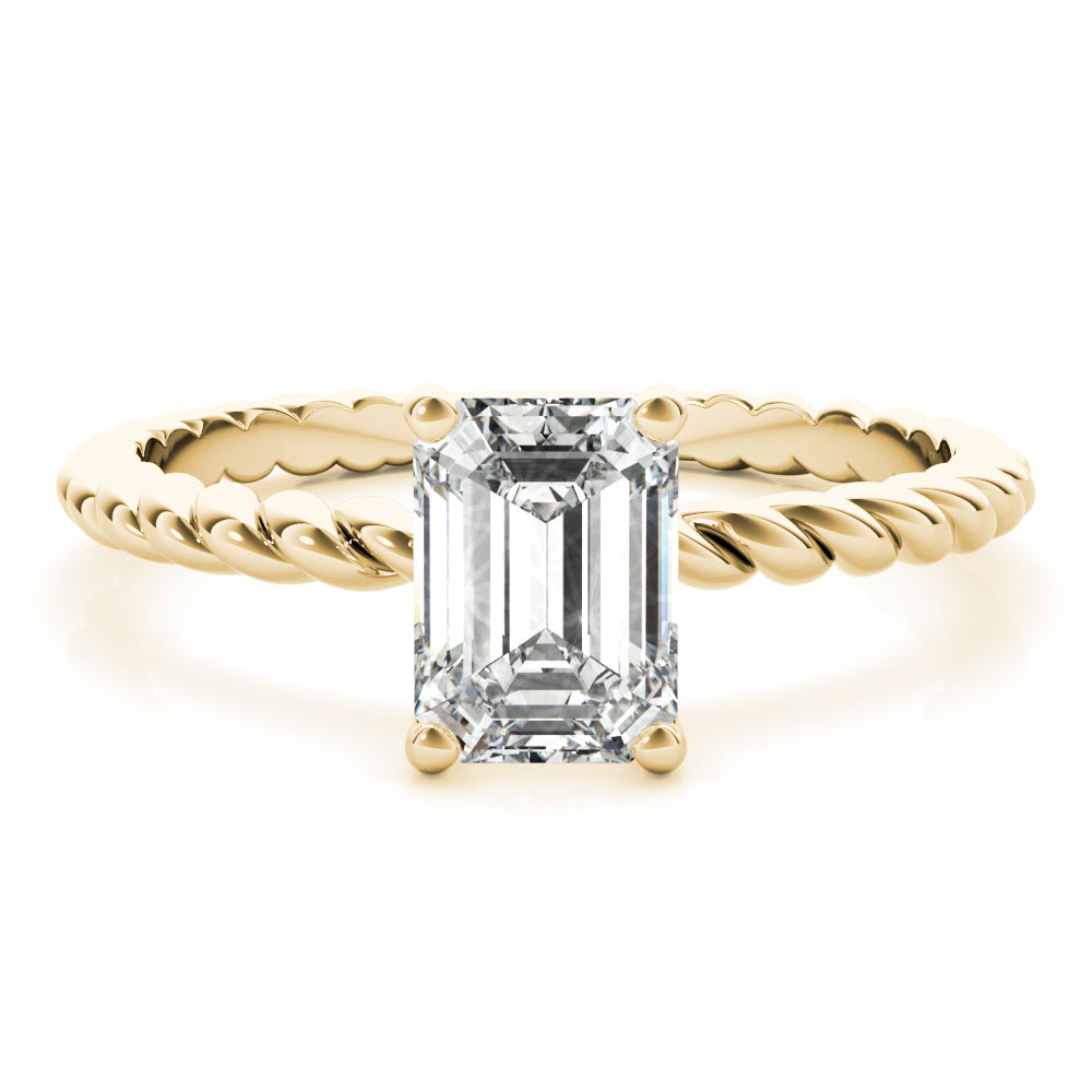 14K Yellow Gold Emerald Cut Diamond Twisted Shank Solitaire Engagement Ring (1ct) 