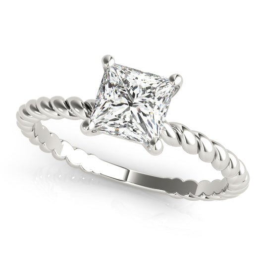 14K White Gold Princess Cut Diamond Twisted Shank Solitaire Engagement Ring (1ct)