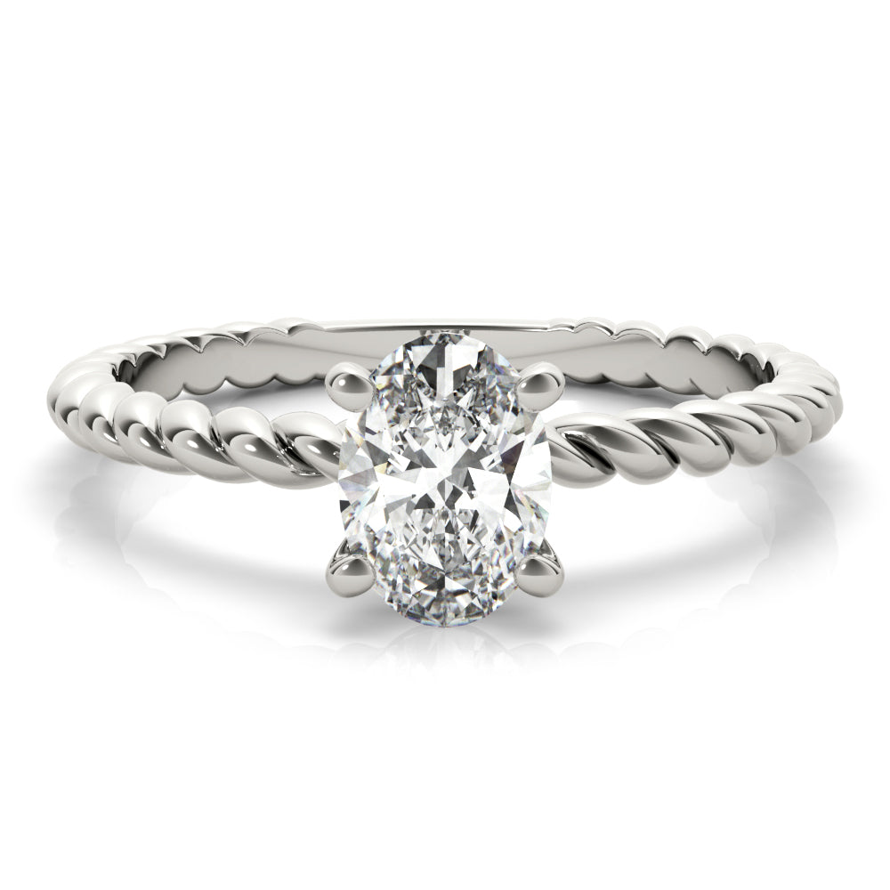 14K White Gold Oval Diamond Twisted Shank Solitaire Engagement Ring (1ct) 