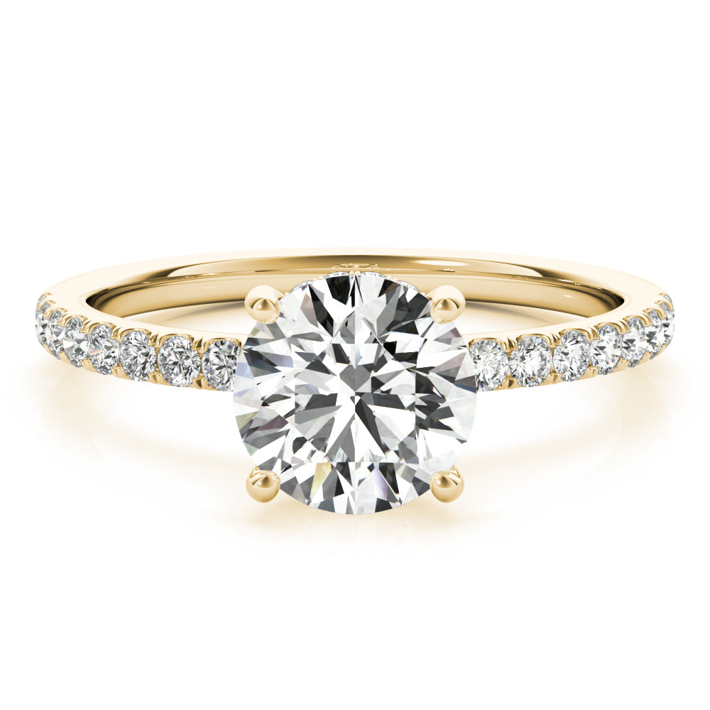 14K Yellow Gold Round Brilliant Diamond Hidden Halo Engagement Ring With Pave Shank (1.25ctw) 