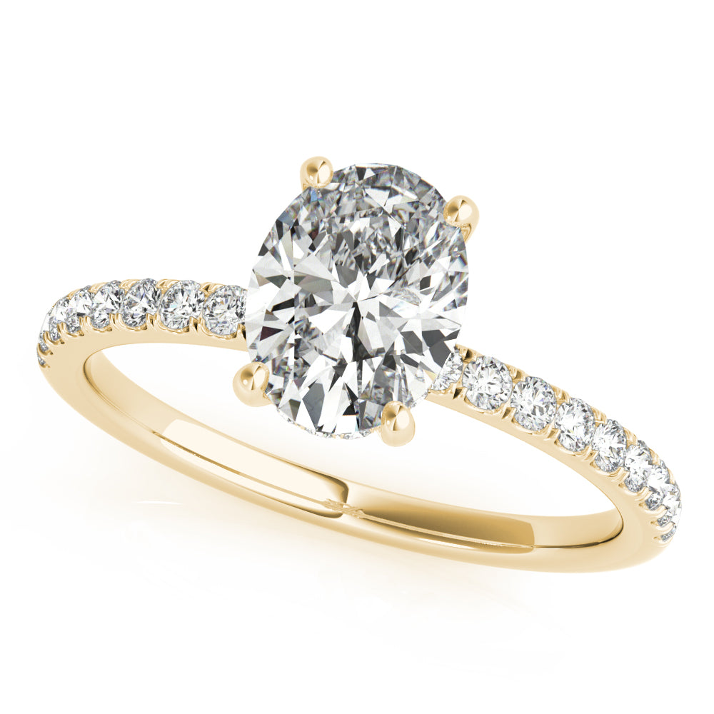 14K Yellow Gold Oval Diamond Hidden Halo Pave Accented Engagement Ring (1.20ctw) 