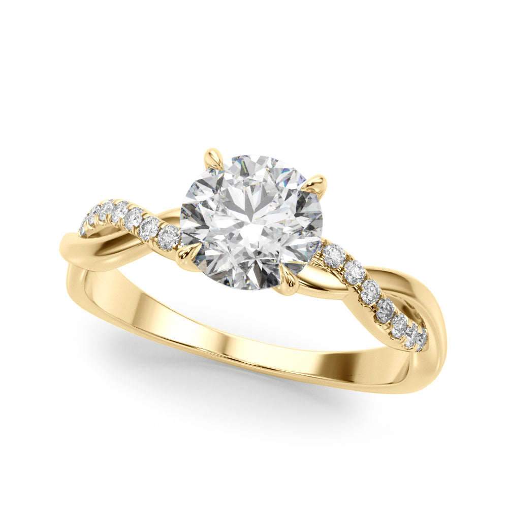 14K Yellow Gold Round Brilliant Diamond Twisted Shank Engagement Ring (1.10ctw) 