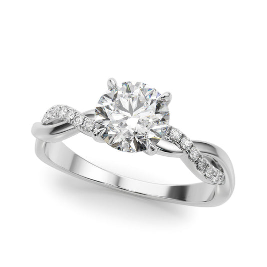 14K White Gold Round Brilliant Diamond Twisted Shank Engagement Ring (1.10ctw) 