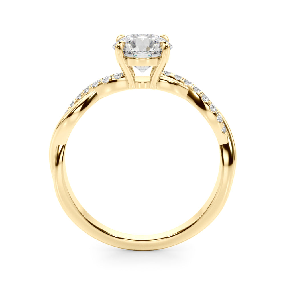 14K Yellow Gold Round Brilliant Diamond Twisted Shank Engagement Ring (1.10ctw) 