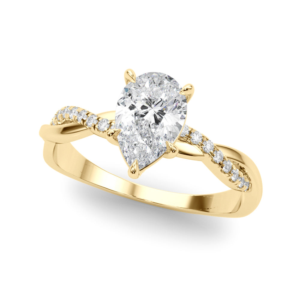 14K Yellow Gold Pear Shape Diamond Twisted Shank Engagement Ring (1.10ctw)