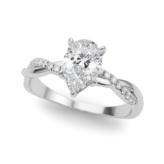 14K White Gold Pear Shape Diamond Twisted Shank Engagement Ring (1.10ctw)